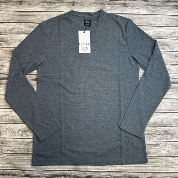 Level Ten Men's Textured Knit Long Sleeve Tee Shirt S SM Small Dark Navy Blue - Picture 1 of 11